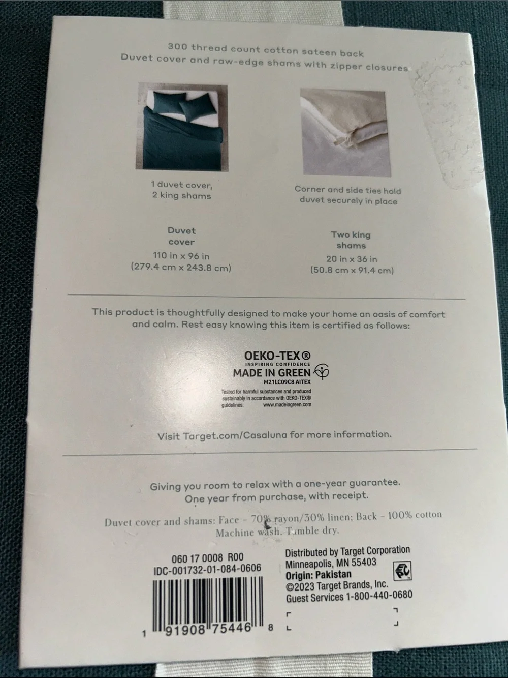 Casaluna King Linen Blend Heavyweight Dark Teal Blue Duvet Cover Set